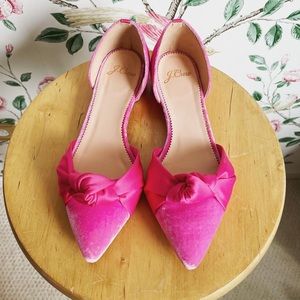 J. Crew Pink Velvet d’Orsay Flats with Satin Knot – Size 5 ½